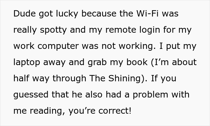 Text excerpt from a woman’s first ever first class flight where a rude old man disrupts her reading experience. Text excerpt from a woman’s first ever first class flight where a rude old man disrupts her reading experience.