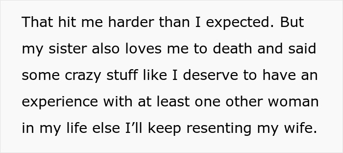 Text discussing a husband asking his wife to change intimacy boundaries with predictions of divorce by people online.