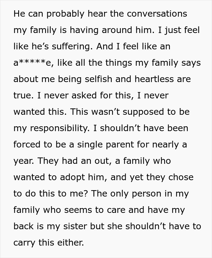 Text expressing the struggles and emotions of a single mom abandoning toddler, feeling forced to restart life alone.