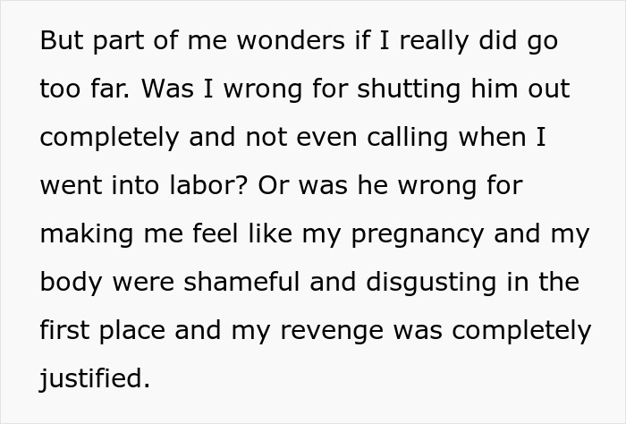 Text excerpt discussing feelings about pregnancy and being called disgusting, focusing on husband&rsquo;s behavior and emotional impact.