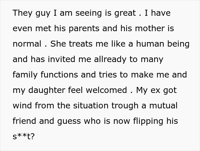 Text message discussing a mother-in-law poisoning toddler with essential oils, causing family shock and wife leaving.