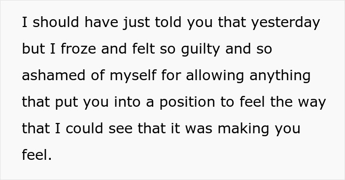 Text expressing guilt and shame for causing emotional pain, related to found another woman Valentine card feelings.