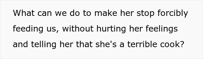 Text message expressing frustration about a cheap MIL feeding spoiled food and bullying son and girlfriend to eat it.