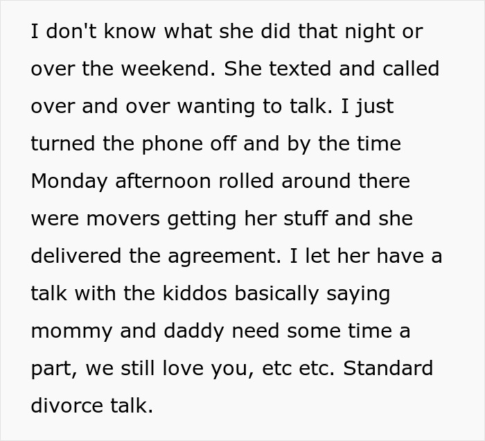 Text about a husband discovering cheating and using pro revenge to outsmart his wife during divorce.