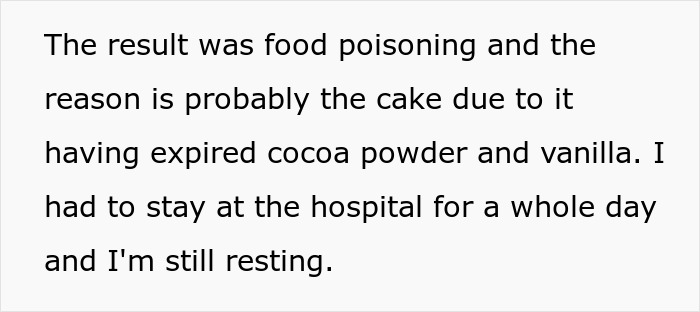  "I Destroyed Her Family Vacation": GF Rushed To The ER Thanks To Her BF's Mom's Contaminated Cake 