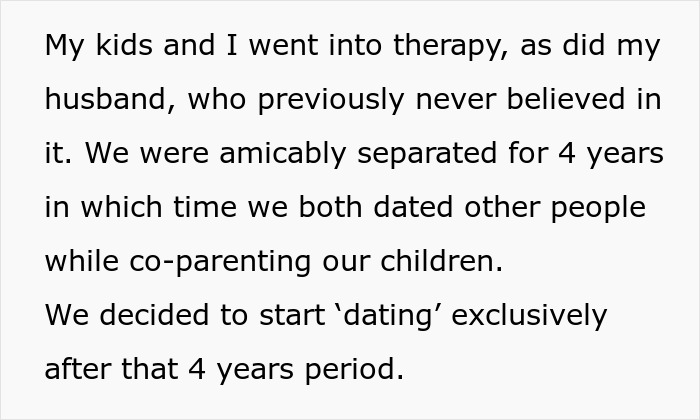 Couple discussing breaking up over photograph while going through therapy and co-parenting their children amicably.