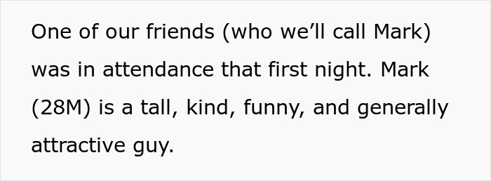 Text excerpt describing a tall, kind, funny, and attractive man named Mark, useful for lying pick me girl tattoo inspiration.