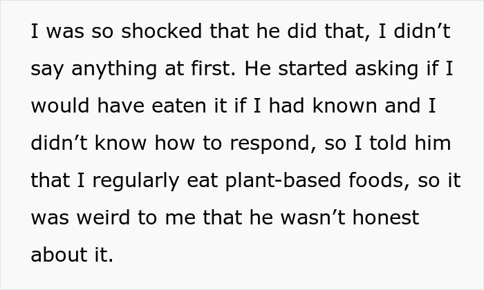Text excerpt showing a woman shocked after her brother-in-law lied about lunch, causing anaphylactic shock risk.