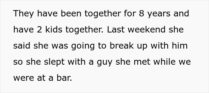 Text excerpt from a story about a woman exposing her best friend's affair to her boyfriend after a bar encounter.