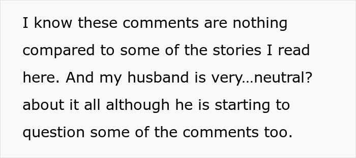 Text snippet discussing neutral husband and rude comments from mother-in-law causing emotional strain and husband&rsquo;s breaking point.