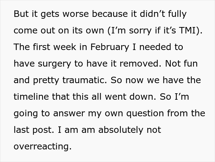 Text excerpt discussing the traumatic experience related to the found another woman Valentine card incident.