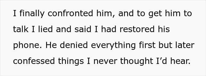 Text showing a woman confronting her husband, revealing she was his backup and learning his hidden confessions. Text showing a woman confronting her husband, revealing she was his backup and learning his hidden confessions.