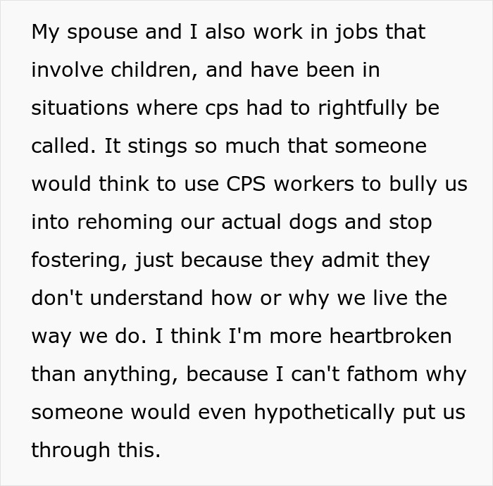 Person loses sleep worrying about potential CPS call as spouse's parents disapprove of dogs in the house.