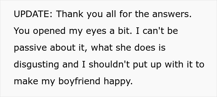 Text update about cheap MIL feeding spoiled food and bullying son and his girlfriend into eating it.