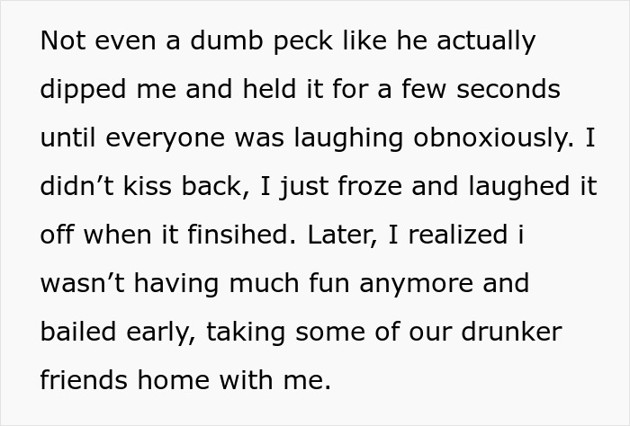 Alt text: Groom kisses best friend at bachelor party, causing bride to ban him from wedding over secret incident.