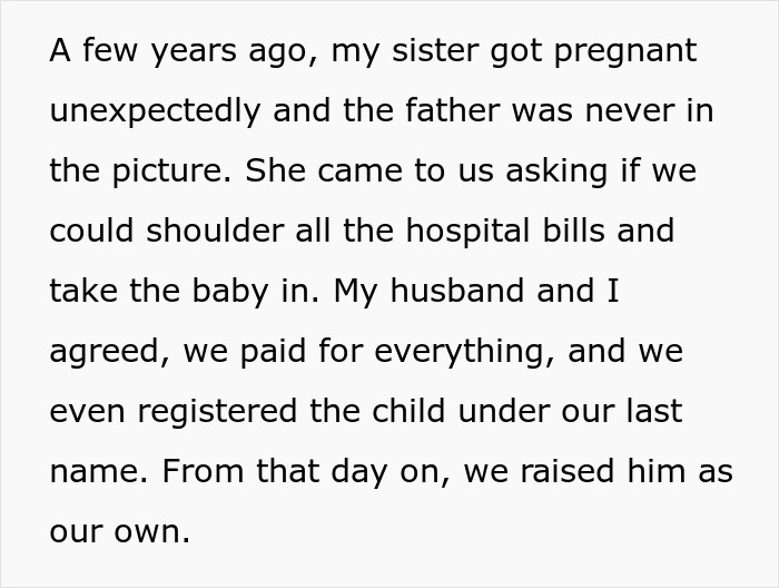 Mom gives baby up unexpectedly, raises child with husband, facing challenges years later in complex family situation.
