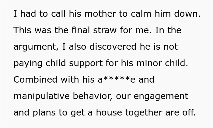 Text excerpt showing conflict over child support and manipulative behavior impacting relationship and survivor benefits trust.