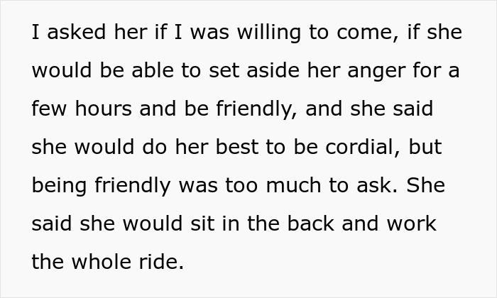 Text excerpt discussing an entitled lady manipulating her boyfriend and demanding free rides after their breakup.