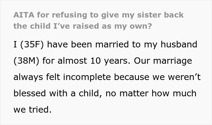 Text excerpt from a story about a mom who gave her baby up and wants the child back eight years later.