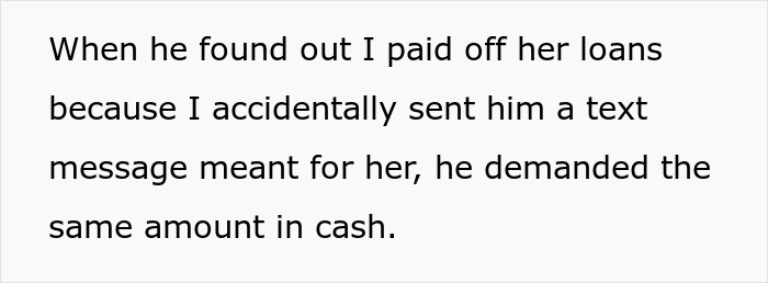 Text about paying off daughter student loans causing demand for cash repayment after a mistaken text message.