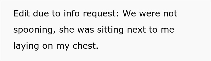 Text slide with a statement clarifying a 15-year-old cuddling up against dad, denying any inappropriate contact.