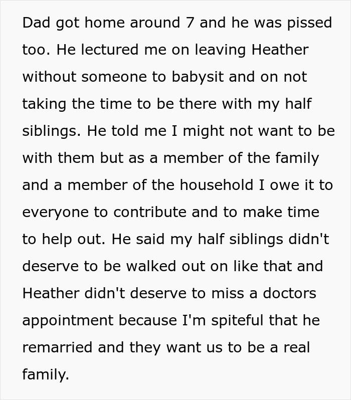 Teen expected to help with babysitting half siblings faces pressure to contribute and make time for family responsibilities.