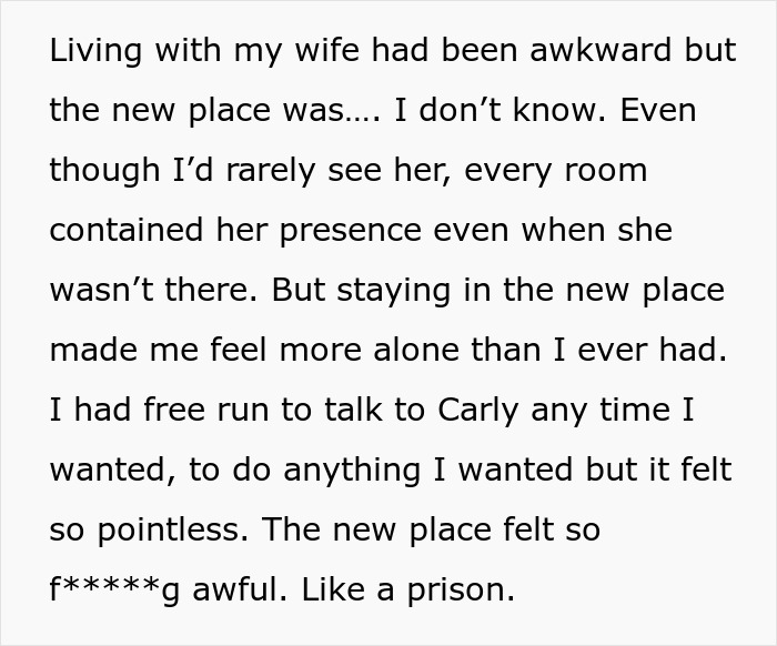 Man feels guilty after online affair that ruined marriage, describing loneliness and regret in a new place like a prison.