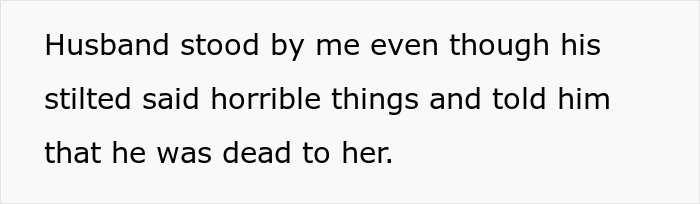 Text on a white background about a husband supporting despite his brother-in-law causing anaphylactic shock by lying about lunch.