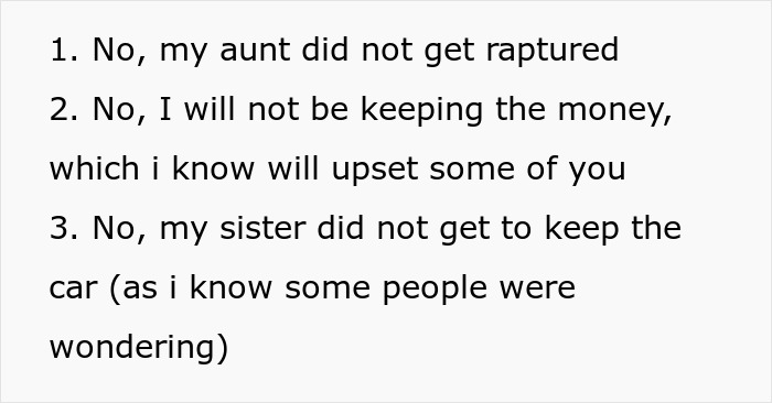 Text listing clarifications about Christian rapture, money, and belongings, addressing common questions and concerns.