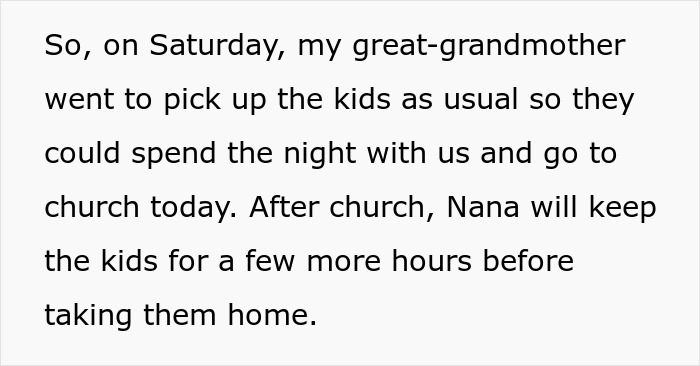 Text describing a family dispute involving a sister threatening to call the cops after a woman brings her kids home.