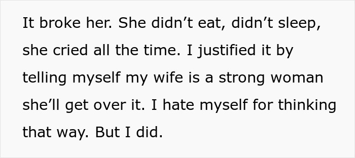 Text excerpt about a man feeling guilty after sabotaging his marriage with an online affair.