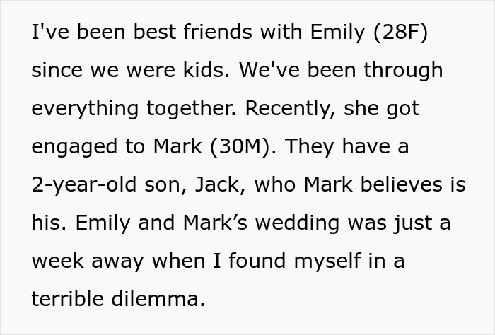 Woman can&rsquo;t hold friend&rsquo;s heavy secret spills it to fianc&eacute; before the wedding, creating a tense and emotional dilemma.