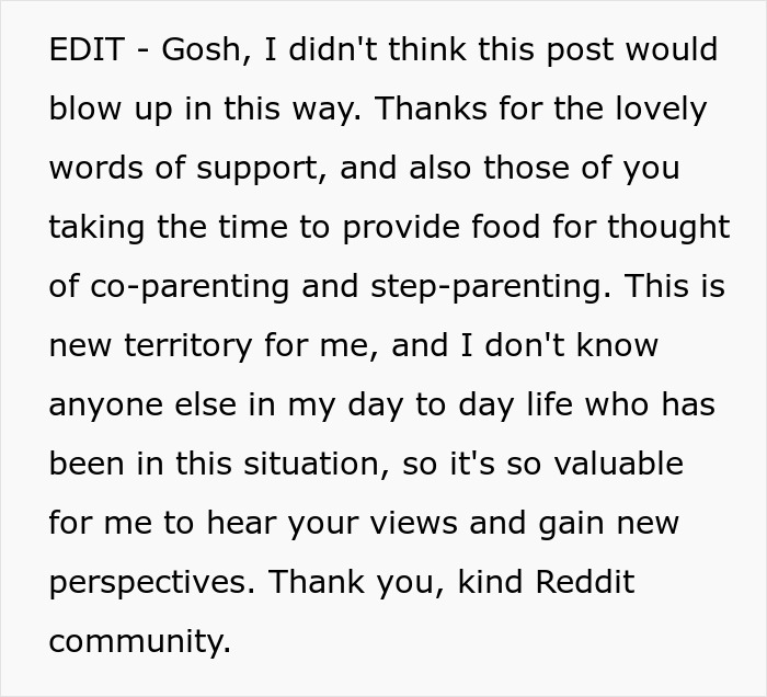 Text post thanking Reddit community for support and sharing new perspectives on artificial insemination and co-parenting debates.