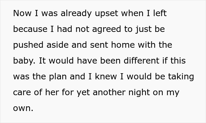 Text excerpt illustrating a mom upset with husband over nursery responsibilities, hinting at an exit plan. Text excerpt illustrating a mom upset with husband over nursery responsibilities, hinting at an exit plan.