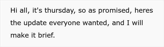 Text on a light background stating a Thursday update with a promise to keep it brief for Christian rapture money dollars context.