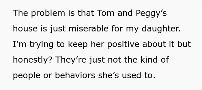 Text discussing issues with a dad paying child support and the impact on a 10-year-old's living environment and behavior.