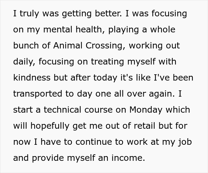 Text about mental health and personal growth alongside challenges, related to a stalker customer found home rang doorbell situation.