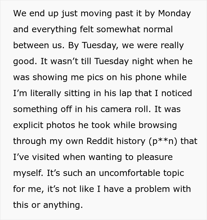 Man shocked after going through girlfriend&rsquo;s phone, discovering explicit photos, and facing end of 7-year relationship.