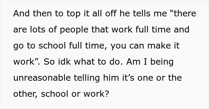 Woman overwhelmed as husband expects wife to work, study full time, and care for two kids, questioning fairness.