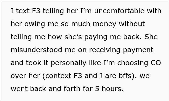 Woman refuses to wait longer for friend who owes money and won’t pay her back, considering selling the ticket. Woman refuses to wait longer for friend who owes money and won’t pay her back, considering selling the ticket.