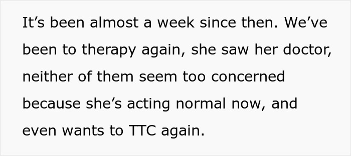 Couple discussing therapy after wife&rsquo;s reaction to husband attending sister&rsquo;s baby shower causes emotional impact.