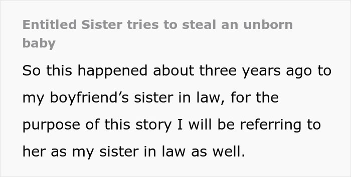 Text excerpt about a sister in law mistakenly trying to take a baby related to adoption papers and babysitting offer.