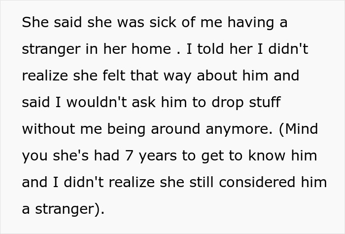 Text showing a woman forbidding her brother-in-law from talking to her despite the impact on seeing her nephew.