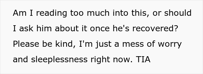 Wife left suspicious and confused after checking husband&rsquo;s phone during surgery, feeling worried and sleepless.