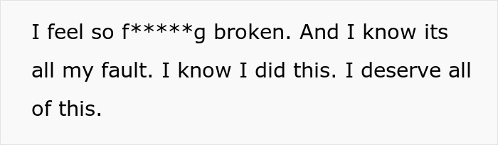 Text expressing deep guilt and brokenness over ruining marriage with online affair as time passes.