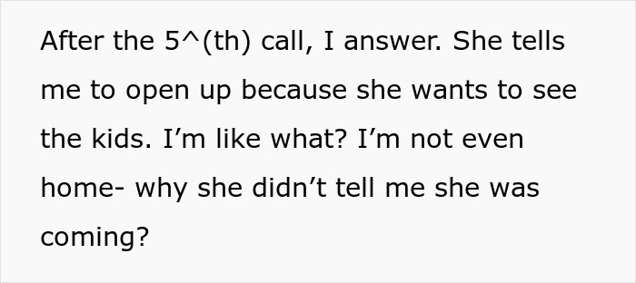 Text message conversation describing a woman showing up unannounced and insisting on seeing the kids. Text message conversation describing a woman showing up unannounced and insisting on seeing the kids.