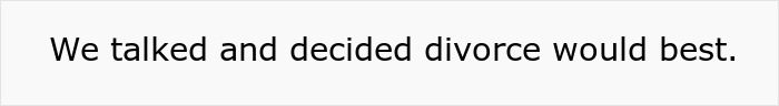 Divorced couple in casual setting, woman crossing arms upset, man looks frustrated after weight and cheating lies revealed.