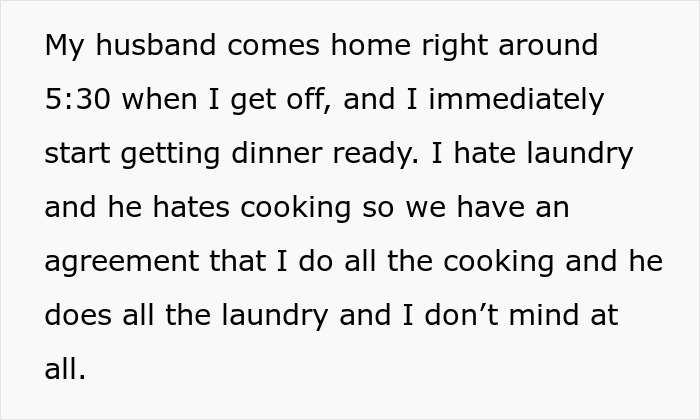 Text describing a wife asking her husband to watch kids for 30 minutes while she cooks, leading to his frustrated reaction. Text describing a wife asking her husband to watch kids for 30 minutes while she cooks, leading to his frustrated reaction.