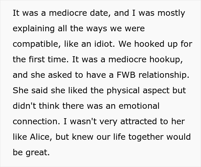 Excerpt from a story about robotically calculated relationship choices focusing on compatibility over emotion.