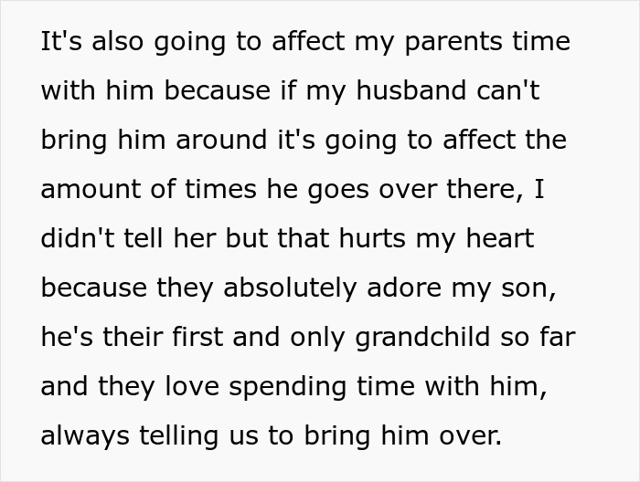 Text discussing how a woman&rsquo;s decision forbids BIL from talking to her affecting nephew&rsquo;s visit and family time.